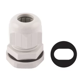 Dome Top Stuffing Gland 20mm IP68 Nylon Grey C/W Locknut for 1 x 2.5-4.0mm Twin+Earth Cable