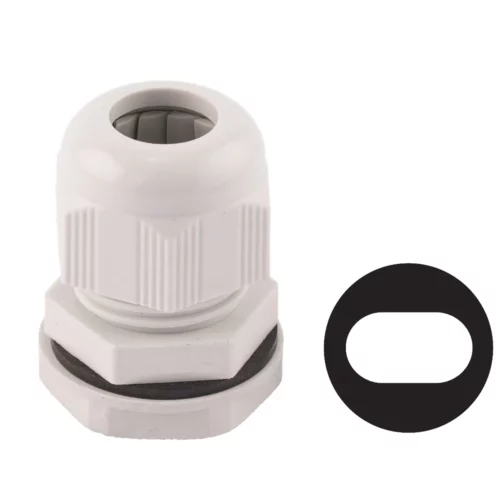 Dome Top Stuffing Gland 20mm IP68 Nylon Grey C/W Locknut for 1 x 2.5-4.0mm Twin+Earth Cable