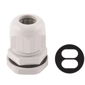 Dome Top Stuffing Gland 25mm IP68 Nylon Grey C/W Locknut for 2 x 2.5mm Twin+Earth Cable