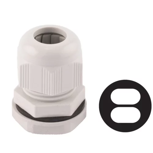 Dome Top Stuffing Gland 25mm IP68 Nylon Grey C/W Locknut for 2 x 2.5mm Twin+Earth Cable
