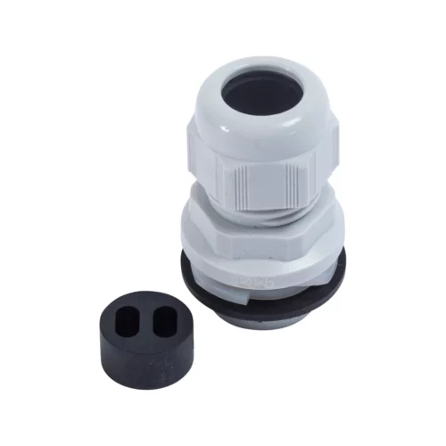 Dome Top Fast Fit Stuffing Gland 25mm IP68 Nylon Grey for 2 x 2.5mm Twin+Earth Cables