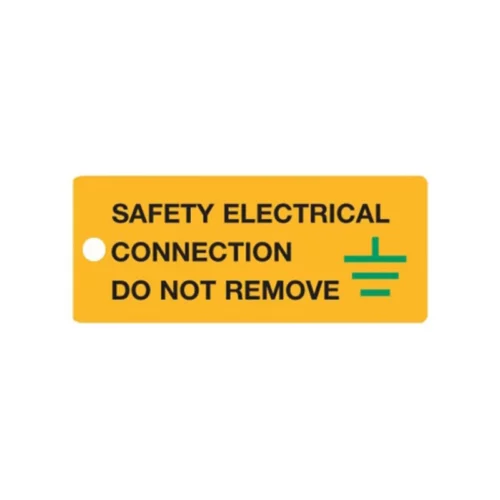 Label Warning Marked Safety Electrical 35 x 80mm Black/Green Yellow (Pack=5)