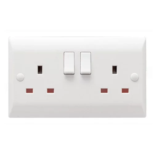 Socket 2 Gang DP Switched 13A 86X146mm White White Insert