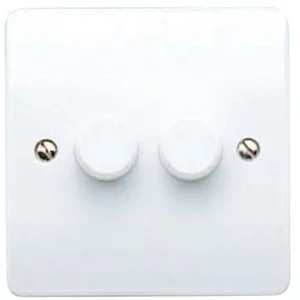 White Logic Plus 2 Gang 120W Trailing Edge LED Dimmer Switch