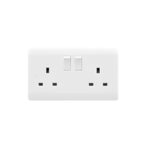 Socket Switched Single Pole 2 Gang 13A White