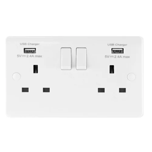 Socket Switched 2 x 4.8A USB Double Pole 2 Gang 13A White - Image 2