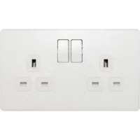 Pearlescent White Evolve 2 Gang 13A Switched Socket Outlet White Insert - Image 2