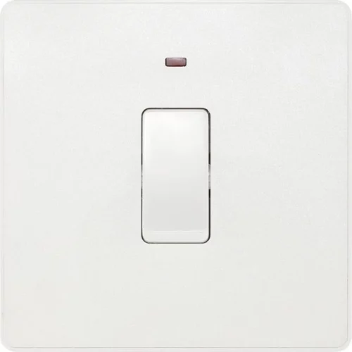 Pearlescent White Evolve 20A 2 Pole LED Switch White Insert - Image 2
