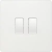 Pearlescent White Evolve 2 Gang 20A 16AX 2 Way Light Switch White Insert - Image 2