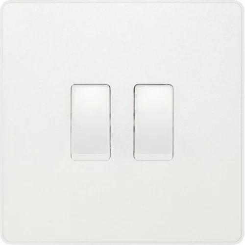 Pearlescent White Evolve 2 Gang 20A 16AX 2 Way Light Switch White Insert - Image 2