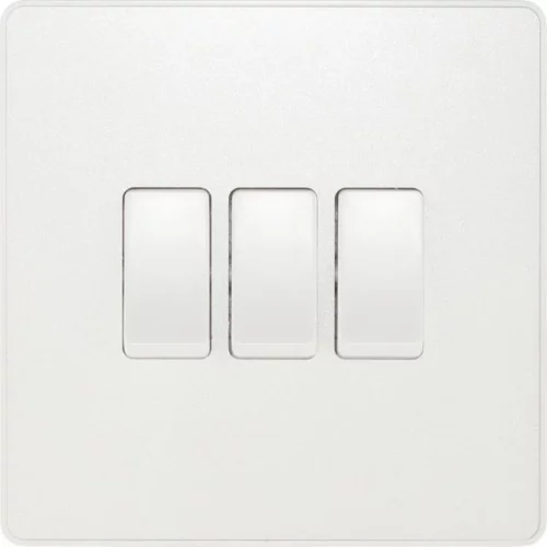 Pearlescent White Evolve 3 Gang 20A 16AX 2 Way Light Switch White Insert - Image 2
