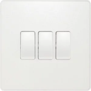 Pearlescent White Evolve 3 Gang 20A 16AX 2 Way Light Switch White Insert