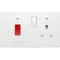 Pearlescent White Evolve 45A 2 Pole Cooker Control Unit 13A Switched Socket White Insert - Image 2