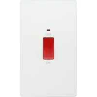 Pearlescent White Evolve 45A 2 Pole Large Plate LED Switch White Insert - Image 3