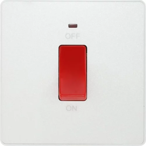 Pearlescent White Evolve 45A 2 Pole LED Switch White Insert - Image 3