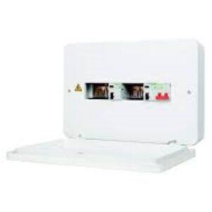 Consumer Unit 6+6 Kitbox 2 x RCCB 100A 2 x 63A White Metal 8 x MCBs