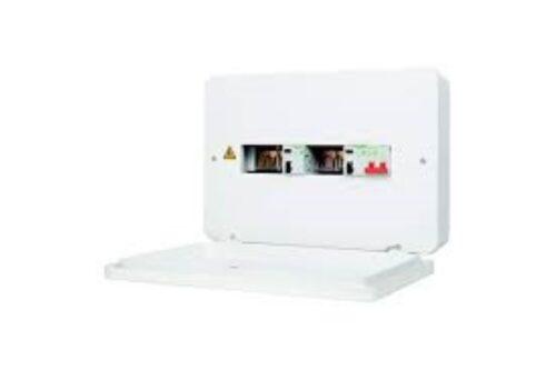 Consumer Unit 6+6 Kitbox 2 x RCCB 100A 2 x 63A White Metal 8 x MCBs