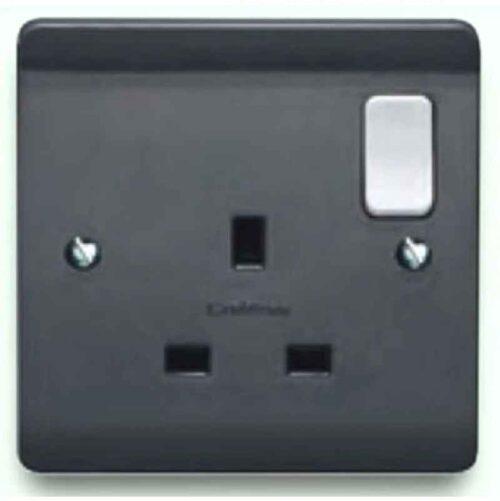 13A 1 Gang Double Pole Switched Socket All Grey With White Rocker