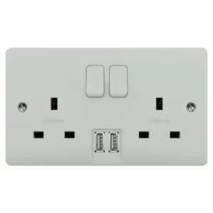 13A 2 Gang Double Pole Switched Socket With Dual 2.1A USB s